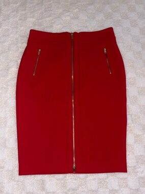 Ann Taylor Zenith Red Zip-Front Pencil Skirt • Size 6